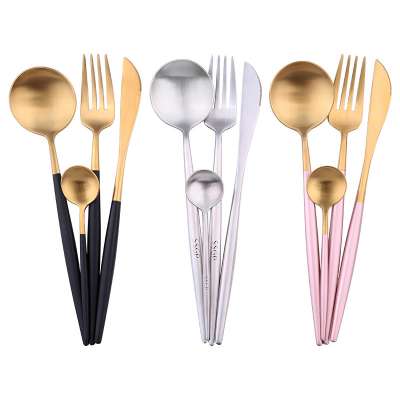 fashion tableware stainless steel spoon forks set with knife